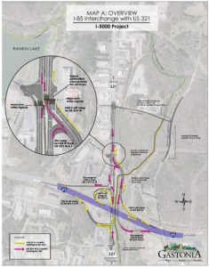 Aerial of I-85/321 interchange with marketings