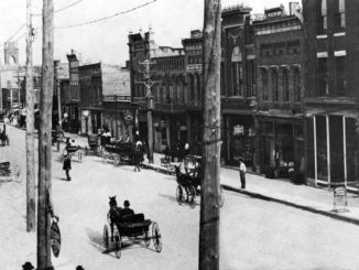 Horse-drawn carriages in downtown Gastonia in 1900.