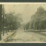 Electric lines pulled to the ground at Main and Marietta in 1906 ice storm.