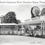 Large group of children outside Dairy Queen in June 1949