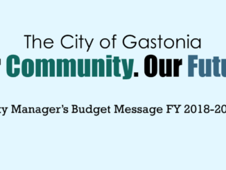 Graphic design from budget report: The City of Gastonia. Our Community. Our Future. City Manager's Budget Message FY s018-2019.