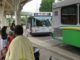 Buses at Bradley Station, one marked Blue Line