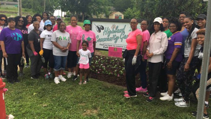 Volunteers plant flowers