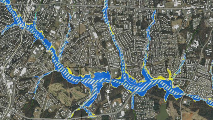 Section of floodplain map in Gastonia