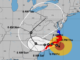 Map of eastern U.S. showing Hurricane Florence's likely path