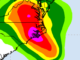 Map using color to show estimated rainfall totals