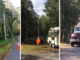 Three photos of Gastonia linemen repairing downed power lines