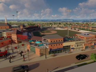 Architect's rendering of FUSE with baseball stadium