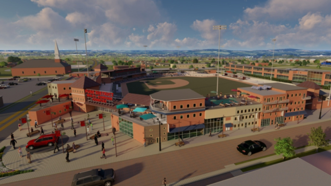 Architect's rendering of FUSE with baseball stadium