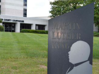 Martin Luther King marker on courthouse lawn