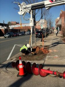 Downtown parking sign installation