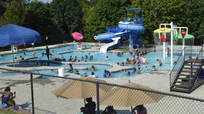 Dozens of people in Lineberger Park pool