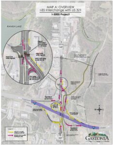 Map of planned changes to I-85/U.S. 321 interchange