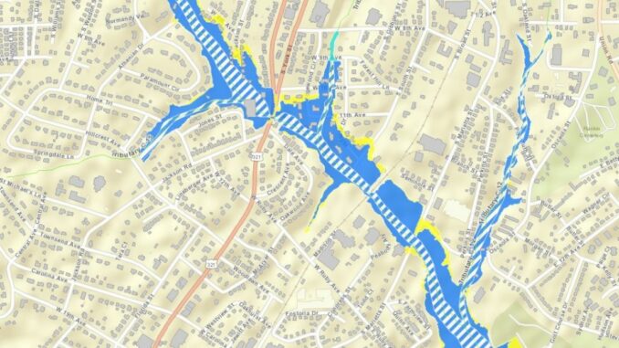 Map showing a section of floodplain in Gastonia