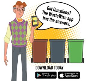 WasteWise app promo - man holding smartphone with app image