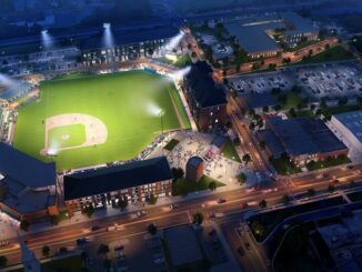 Rendering of baseball stadium at night