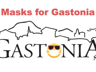 Gastonia logo with masked face in place of the letter "o"