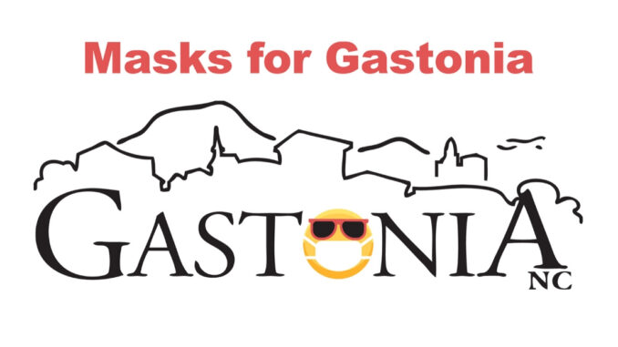 Gastonia logo with masked face in place of the letter "o"