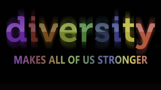 The word Diversity with each letter in a different color