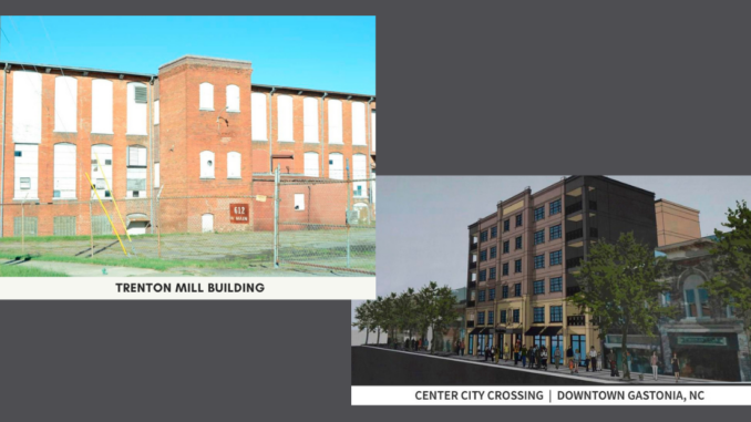 Trenton Mill photo and rendering of Center City Crossing