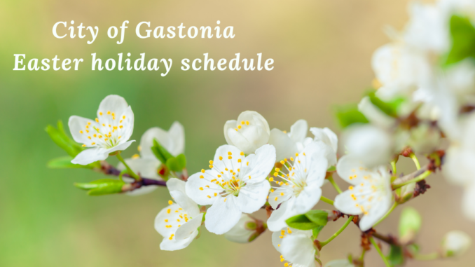 Spring blossoms with words Easter holiday schedule