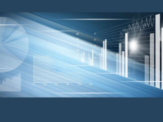 Pie chart, line graphs, bar graphs with technology theme