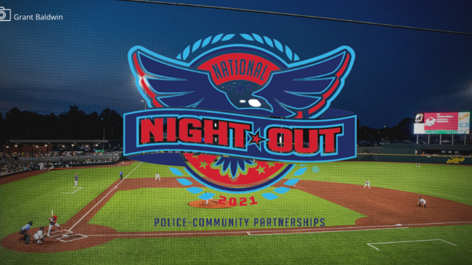 Baseball park with National Night Out logo