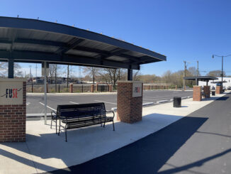 Bus shelter and benches at FUSE Transfer Station